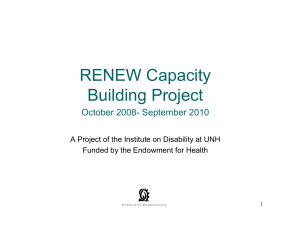 RENEW Capacity Building Project October 2008- September 2010