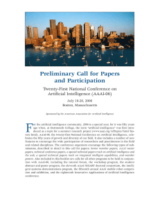 F Preliminary Call for Papers and Participation Twenty-First National Conference on