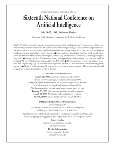 Sixteenth National Conference on Artificial Intelligence July 18-22, 1999,  Orlando, Florida