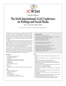 I C WSM The Sixth International AAAI Conference on Weblogs and Social Media