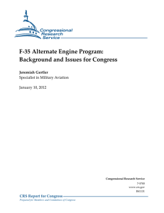 F-35 Alternate Engine Program: Background and Issues for Congress Jeremiah Gertler