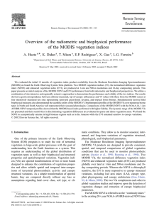 Overview of the radiometric and biophysical performance *, K. Didan A. Huete