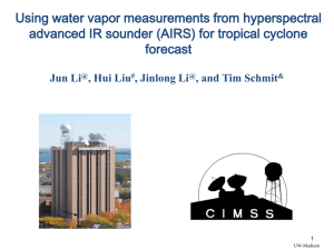 Using water vapor measurements from hyperspectral forecast