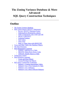 The Zoning Variance Database &amp; More Advanced SQL Query Construction Techniques Outline