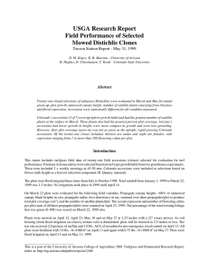 USGA Research Report Field Performance of Selected Mowed Distichlis Clones