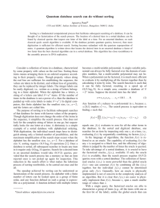 Quantum database search can do without sorting * Apoorva Patel