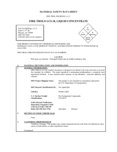 FIRE-TROL® LCG-R, LIQUID CONCENTRATE MATERIAL SAFETY DATA SHEET