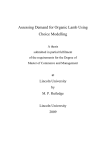 Assessing Demand for Organic Lamb Using Choice Modelling