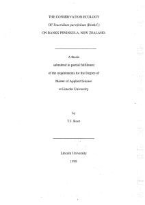 THE CONSERVATION ECOLOGY OF ON BANKS PENINSULA, NEW ZEALAND. A thesis