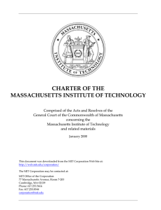 CHARTER OF THE MASSACHUSETTS INSTITUTE OF TECHNOLOGY