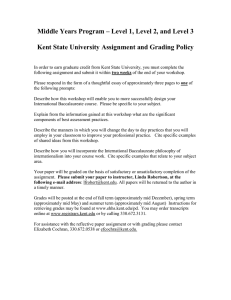 Middle Years Program – Level 1, Level 2, and Level...  Kent State University Assignment and Grading Policy