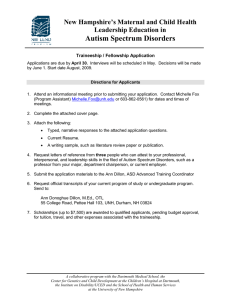 Autism Spectrum Disorders New Hampshire’s Maternal and Child Health Leadership Education in
