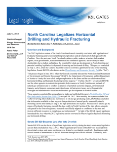 North Carolina Legalizes Horizontal Drilling and Hydraulic Fracturing Overview and Background