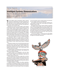 T Intelligent Systems Demonstrations Call for Proporals