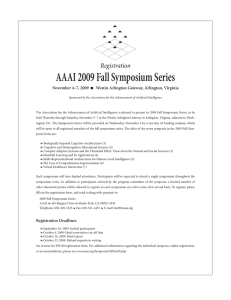 AAAI 2009 Fall Symposium Series Registration November 4–7, 2009