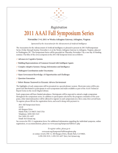 2011 AAAI Fall Symposium Series Registration November 3–6 , 2011