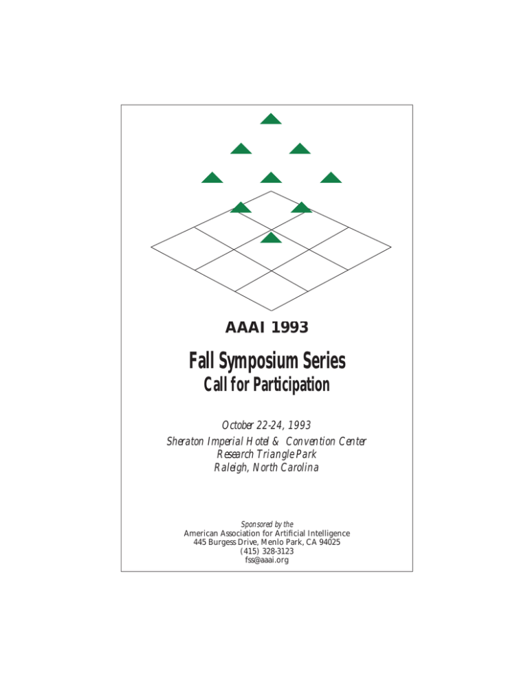Fall Symposium Series Call for Participation AAAI 1993