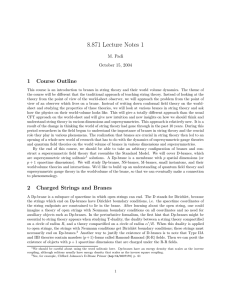 8.871 Lecture Notes 1 1  Course  Outline M. Padi