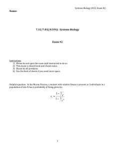 Name:    7.32/7.81J/8.591J:  Systems Biology  Exam #2 