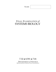 SYSTEMS BIOLOGY • F E