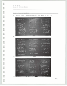 Study  Guide Block  4: Matrix Algebra 1.