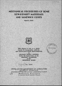 MECHANICAL PROPERTIES Of SOME IOW-DENSITY MATERIALS AND SANDWICH CMS March 1952