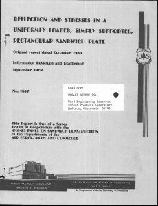 • DEFLECTION AND STRESSES IN A UNIFORMLY LOADED, SIMPLY SUPPORTED, RECTANGULAR SANDWICIl PLATE