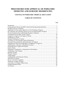 PROCEDURES FOR APPROVAL OF PODIATRIC MEDICINE AND SURGERY RESIDENCIES