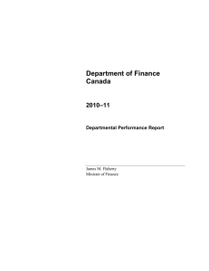 Department of Finance Canada 2010–11 Departmental Performance Report