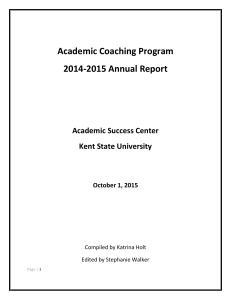 Academic Coaching Program 2014-2015 Annual Report Academic Success Center