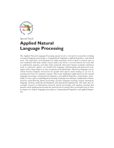 Applied Natural Language Processing Special Track: