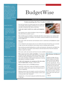 BudgetWise Understanding the New Credit C.A.R.D. Act September 2010