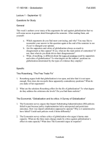 17.195/196 – Globalization Fall 2005 Lecture 1 - September 12 Questions for Study