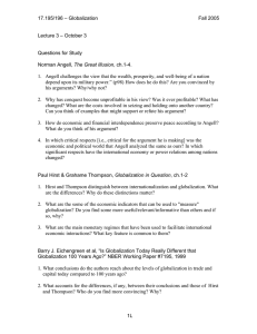 17.195/196 – Globalization Fall 2005 Lecture 3 – October 3 Questions for Study