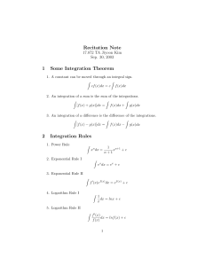 Recitation  Note 1  Some  Integration  Theorem