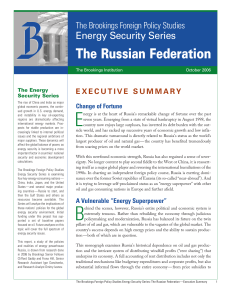 The Russian Federation Energy Security Series The Brookings Foreign Policy Studies