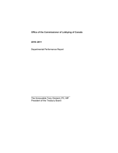 Office of the Commissioner of Lobbying of Canada 2010–2011 Departmental Performance Report