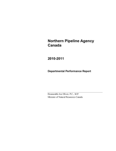 Northern Pipeline Agency Canada 2010-2011 Departmental Performance Report