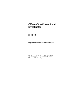 Office of the Correctional Investigator 2010-11 Departmental Performance Report