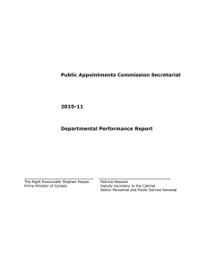 Public Appointments Commission Secretariat 2010-11 Departmental Performance Report