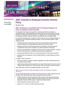 ASIC Consults on Employee Incentive Scheme Policy