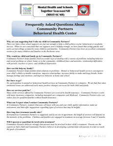 Frequently Asked Questions About Community Partners Behavioral Health Center