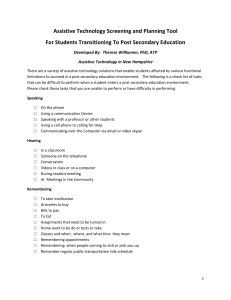 Assistive Technology Screening and Planning Tool