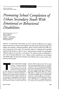 Promoting School Completion of Urban Secondary Youth With Emotional or Behavioral Disabilities