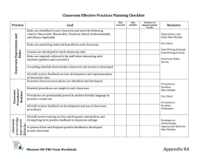 Classroom Effective Practices Planning Checklist