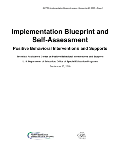 Implementation Blueprint and Self-Assessment Positive Behavioral Interventions and Supports