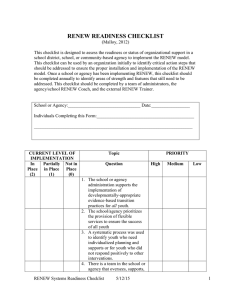 RENEW READINESS CHECKLIST