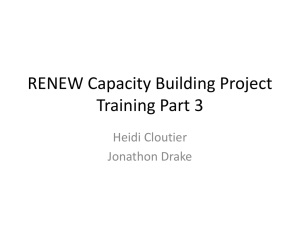 RENEW Capacity Building Project Training Part 3 Heidi Cloutier Jonathon Drake