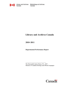 Library and Archives Canada 2010–2011 Departmental Performance Report