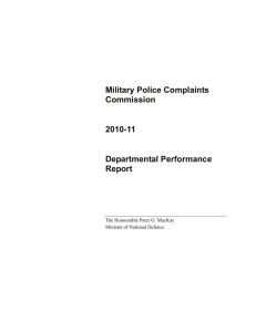 Military Police Complaints Commission 2010-11 Departmental Performance